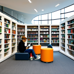 독일 도서관 시스템 - Modern Digital Library Space**

"A bright and inviting modern library interior in Germany, showcasin...