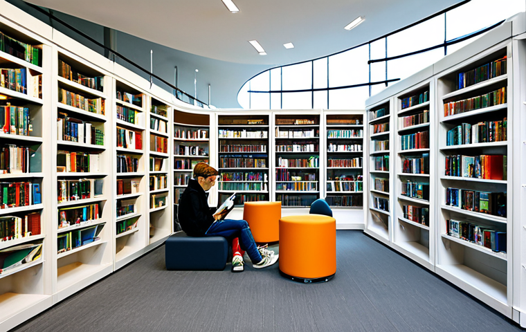 독일 도서관 시스템 - Modern Digital Library Space**

"A bright and inviting modern library interior in Germany, showcasin...