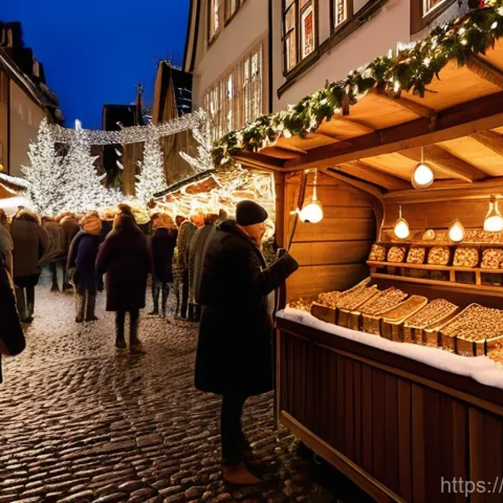 독일의 기념일과 전통 행사 - **A magical German Christmas market scene at night.** The cobblestone square is beautifully illumina...
