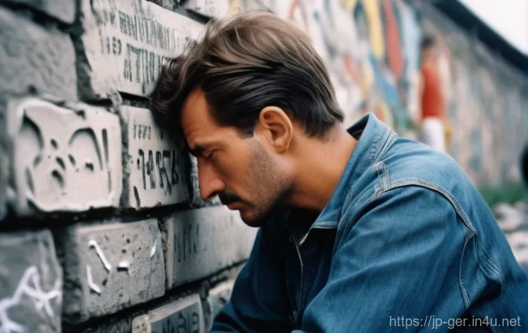 베를린 장벽 역사 - **Prompt:** A poignant, historical photograph aesthetic depicting the initial shock and sorrow of Be...