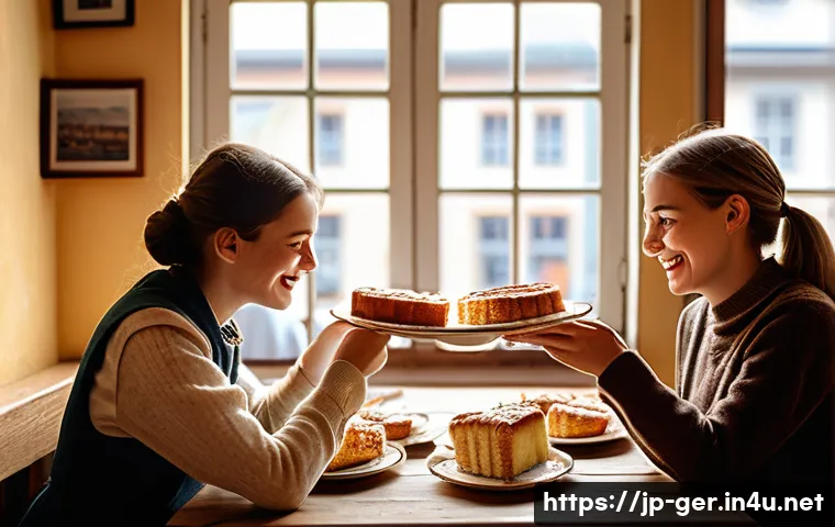 독일의 카페 문화 - A heartwarming scene inside a traditional German cafe on a Sunday afternoon. Friends and family, inc...
