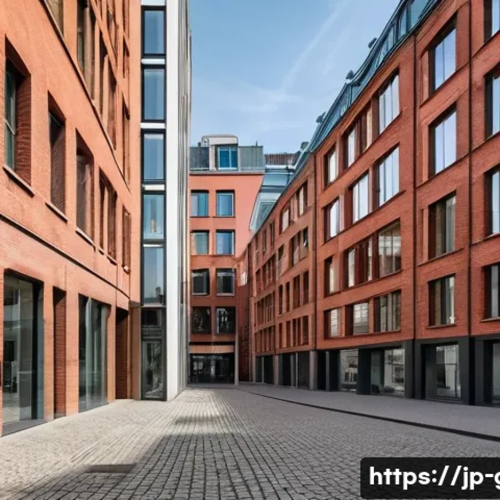 독일의 현대 건축 - A modern architectural scene in Berlin’s Mitte district showcasing the harmonious blend of historic ...