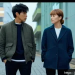 독일에서 인기 있는 티비 프로그램 - A sophisticated German TV drama scene set in a contemporary urban environment during dusk, featuring...