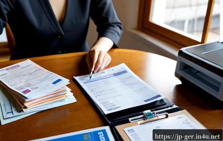 독일에서 세금 환급 받는 법 - Photorealistic home office scene of a Japanese traveler in Germany organizing tax refund paperwork, ...